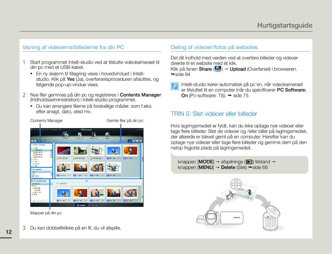 Samsung SMX-F70BP/EDC manual Visning af videoerne/billederne fra din PC, Du kan dobbeltklikke på en fil, du vil afspille 