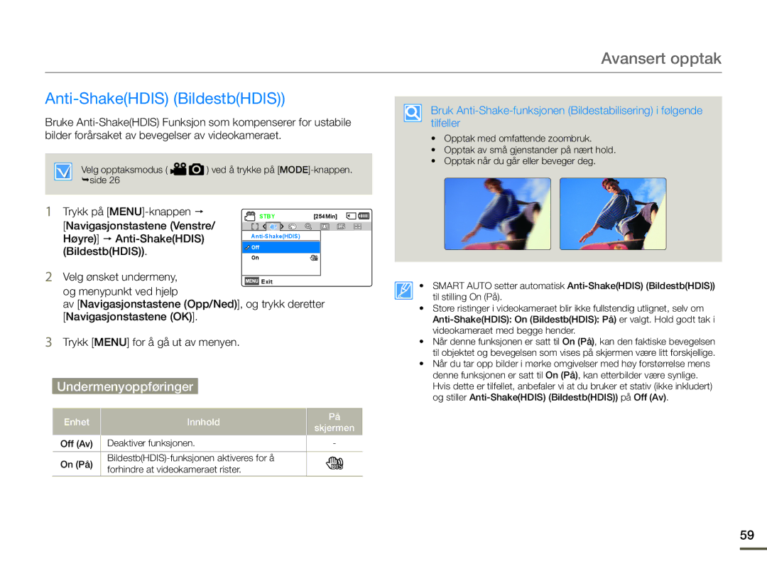 Samsung SMX-F70BP/EDC manual Anti-ShakeHDIS BildestbHDIS 