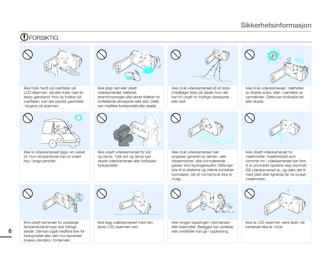 Samsung SMX-F70BP/EDC manual Forsiktig 