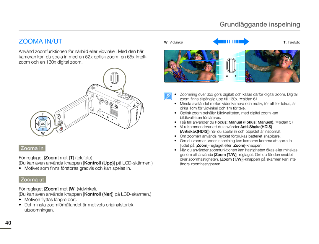 Samsung SMX-F70BP/EDC manual Zooma IN/UT, Zooma ut 