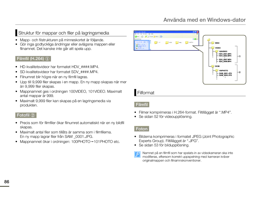 Samsung SMX-F70BP/EDC manual Filmfil H.264 y, Fotofil z, Foton 