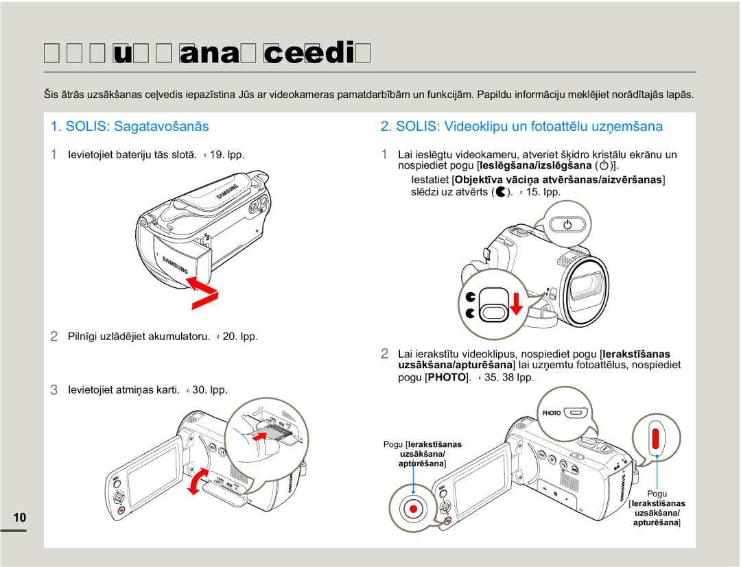 Samsung SMX-F70BP/EDC manual Ātrās uzsākšanas ceļvedis, VoɲglXDwyɲuwv ¬Oss, 3RJX 