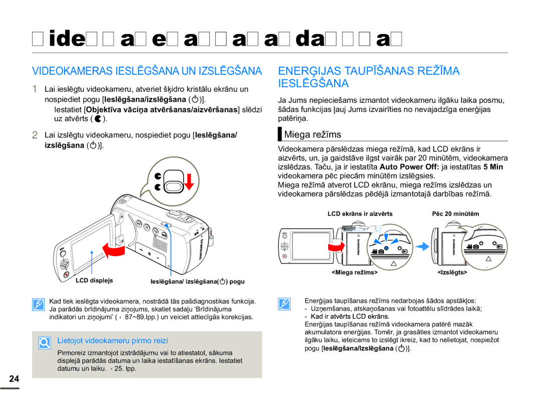 Samsung SMX-F70BP/EDC manual Videokameras pamatdarbības, $05$6,6/Ɯ*â$1$81,=6/Ɯ*â$1$, 0LHJDUHåƯPV 