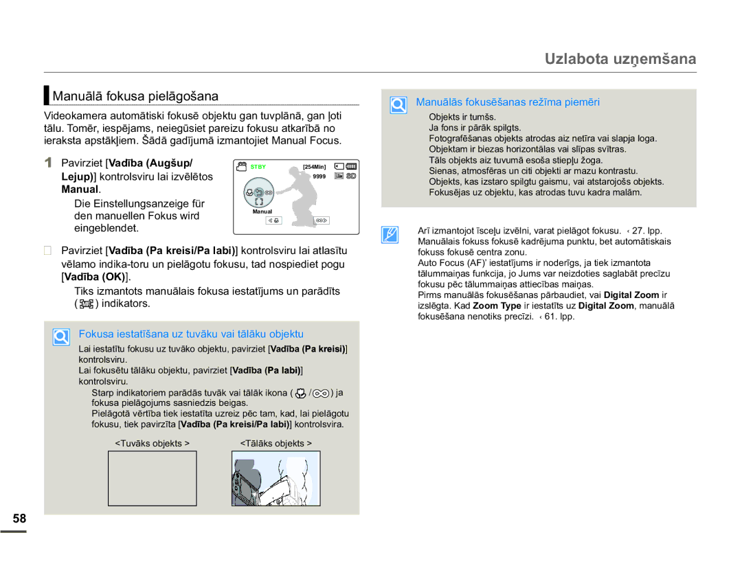 Samsung SMX-F70BP/EDC manual 0DQXƗOƗIRNXVDSLHOƗJRãDQD, 3DYLULHW9DGƯED$XJãXS, 0DQXDO, Hlqjheohqghw 