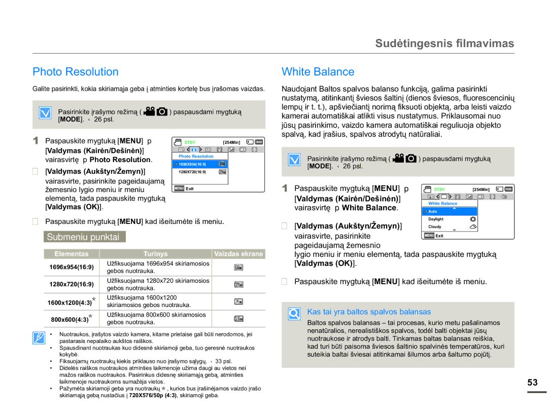 Samsung SMX-F70BP/EDC manual Photo Resolution, Klwh%Dodqfh, 3DVSDXVNLWHP\JWXNą 018 p, SDVSDXVGDPLP\JWXNą 