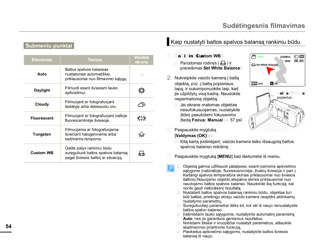 Samsung SMX-F70BP/EDC manual DLSQXVWDW\WLEDOWRVVSDOYRVEDODQVąUDQNLQLXEǌGX, Pasirinkite &XVWRP%, QHSHUPDWRPąREMHNWą 