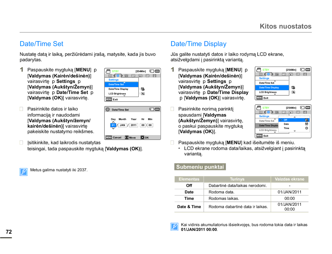 Samsung SMX-F70BP/EDC manual Date/Time Set, DWH7LPHLVSOD, Sdgdu\Wdv, Pasirinkite datos ir laiko, YDULDQWą 