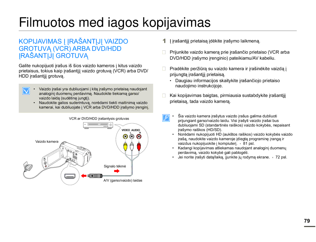 Samsung SMX-F70BP/EDC manual Filmuotos medžiagos kopijavimas, +ƳUDãDQWƳMƳJURWXYą, SULMXQJWąƳUDãDQWƳMƳSULHWDLVą 