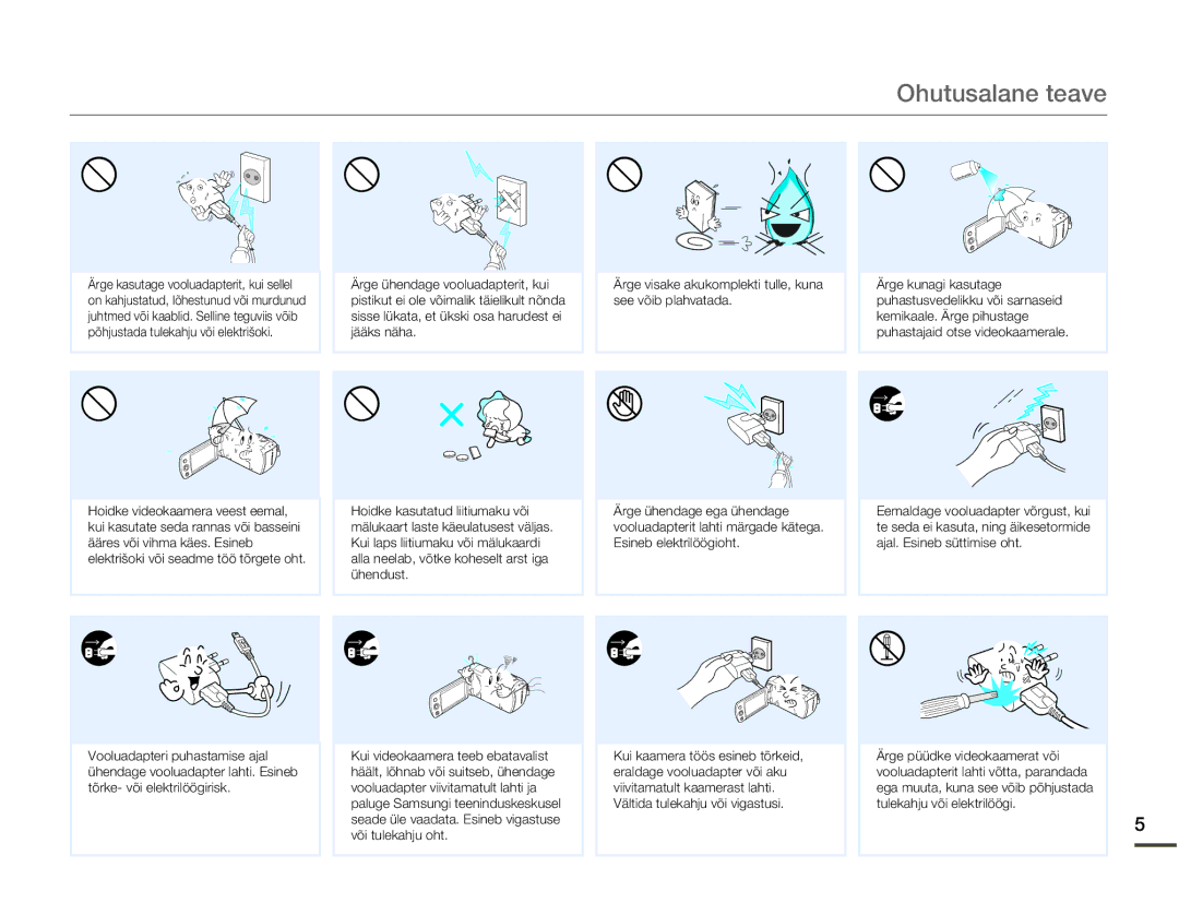 Samsung SMX-F70BP/EDC manual Ohutusalane teave 