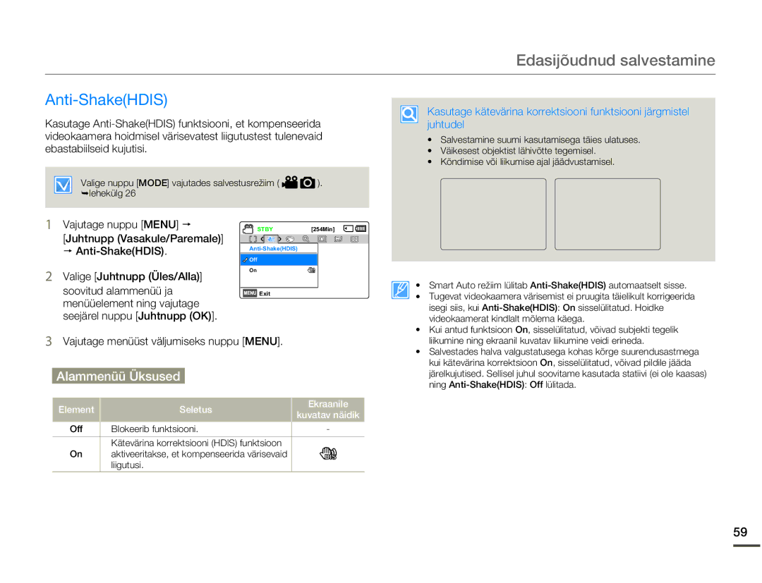 Samsung SMX-F70BP/EDC manual Anti-ShakeHDIS 