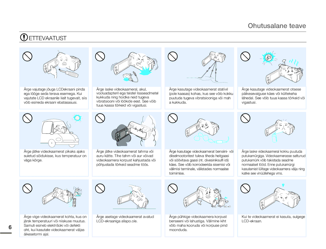 Samsung SMX-F70BP/EDC manual Ettevaatust 