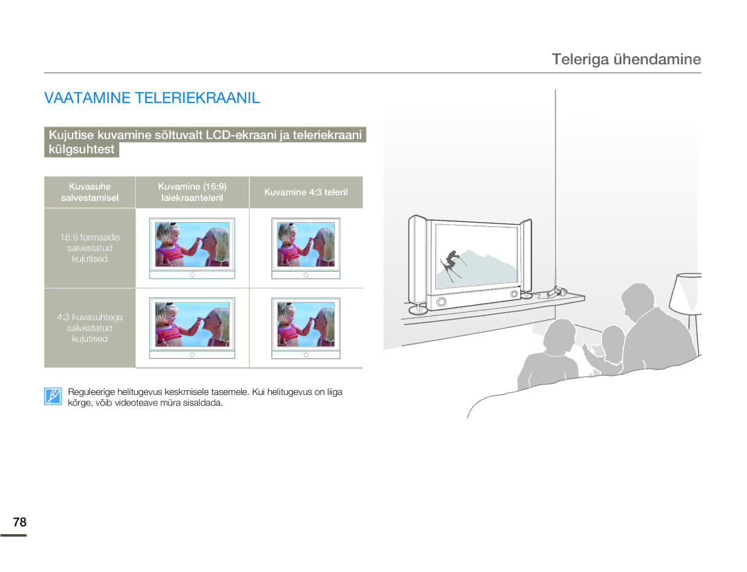 Samsung SMX-F70BP/EDC manual Teleriga ühendamine, Vaatamine Teleriekraanil 