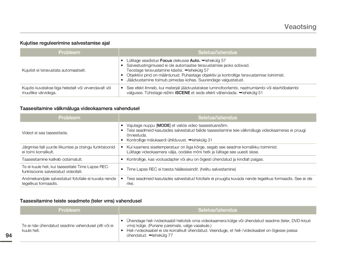 Samsung SMX-F70BP/EDC manual Kujutise reguleerimine salvestamise ajal, Taasesitamine välkmäluga videokaamera vahendusel 