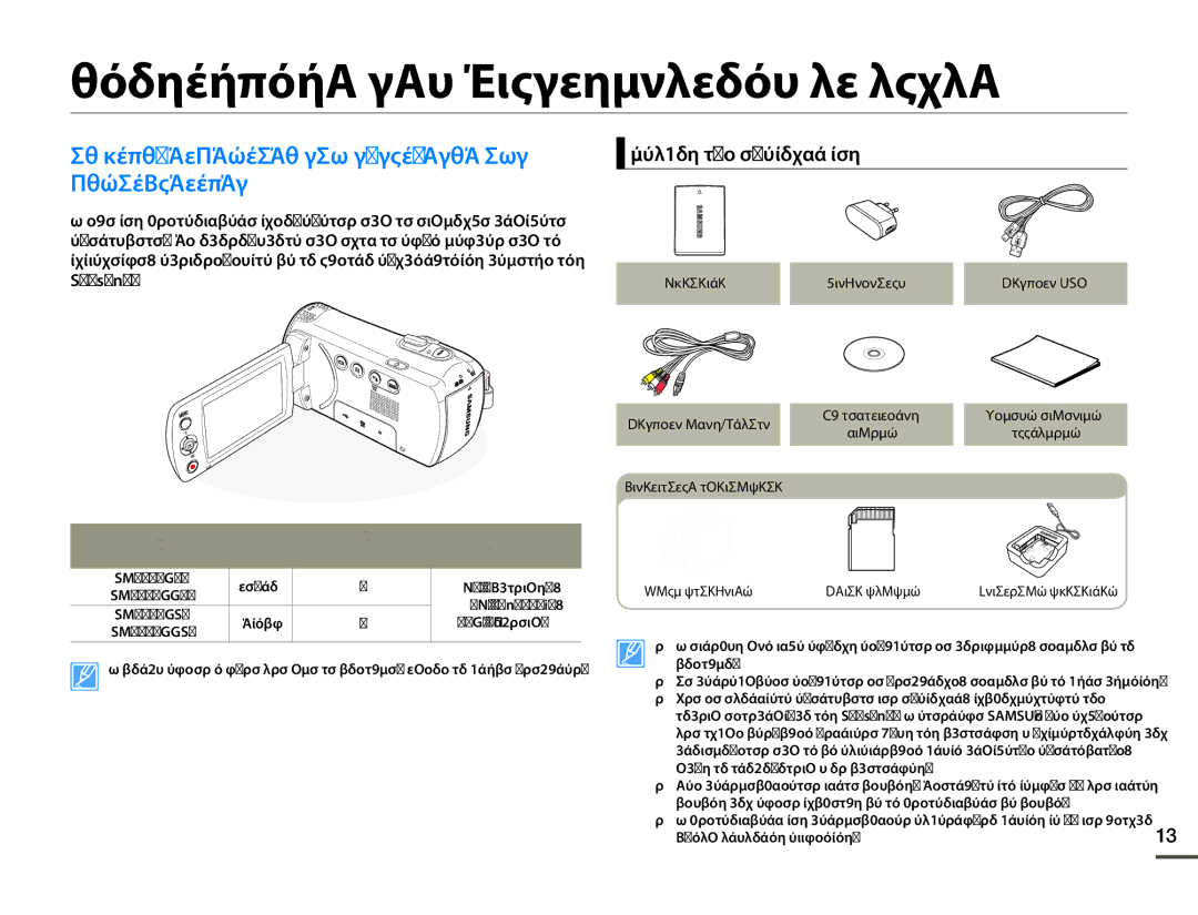 Samsung SMX-F70BP/EDC Παρουσίαση της βιντεοκάμερας με μνήμη, ΤΙ Περιλαμβανεται ΣΤΗ Συσκευασια ΤΗΣ Βιντεοκαμερασ, Φακός 