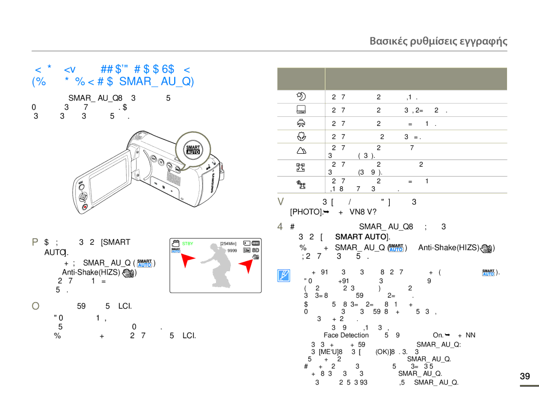 Samsung SMX-F70BP/EDC manual Προσαρμόστε το θέμα στην οθόνη LCD, Το κατάλληλο εικονίδιο σκηνής εμφανίζεται στην οθόνη LCD 