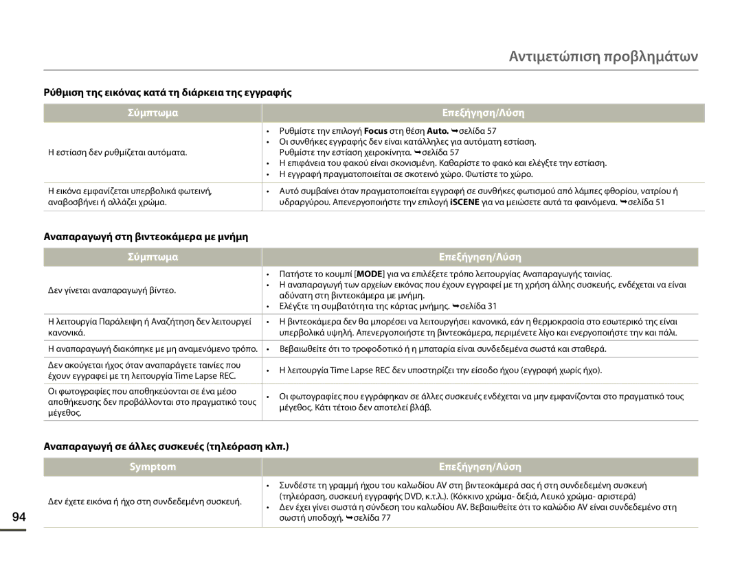 Samsung SMX-F70BP/EDC manual Ρύθμιση της εικόνας κατά τη διάρκεια της εγγραφής, Αναπαραγωγή σε άλλες συσκευές τηλεόραση κλπ 