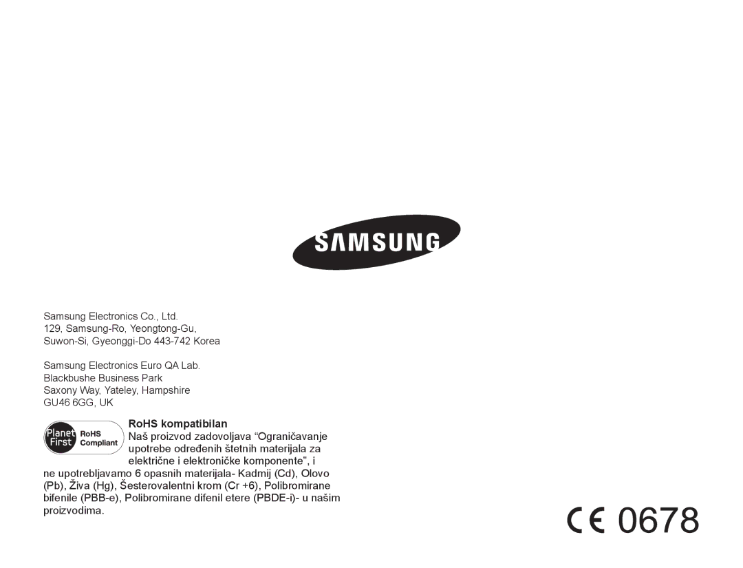 Samsung SMX-F70BP/EDC manual RoHS kompatibilan 