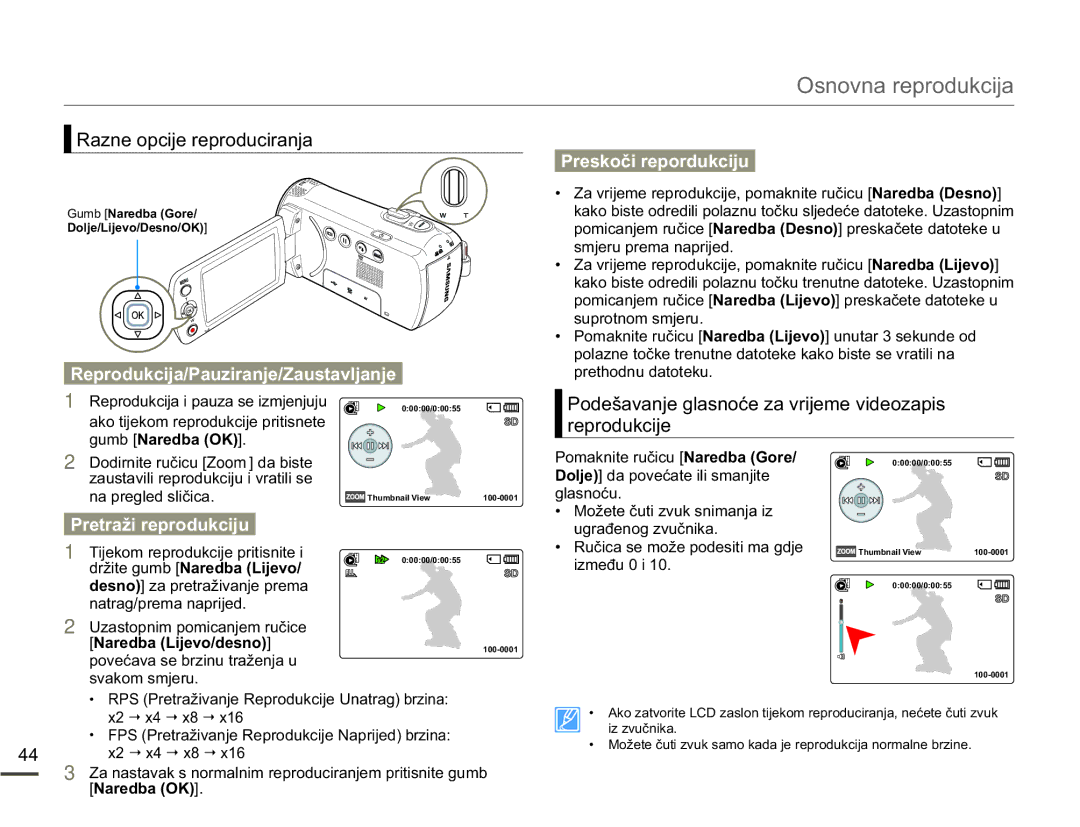 Samsung SMX-F70BP/EDC manual Razne opcije reproduciranja, JXPE1DUHGED2., VydnrpVpmhux 