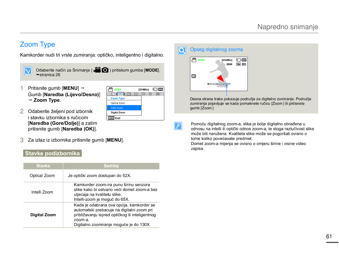 Samsung SMX-F70BP/EDC manual =RRP7\SH, Optical Zoom, Intelli Zoom 