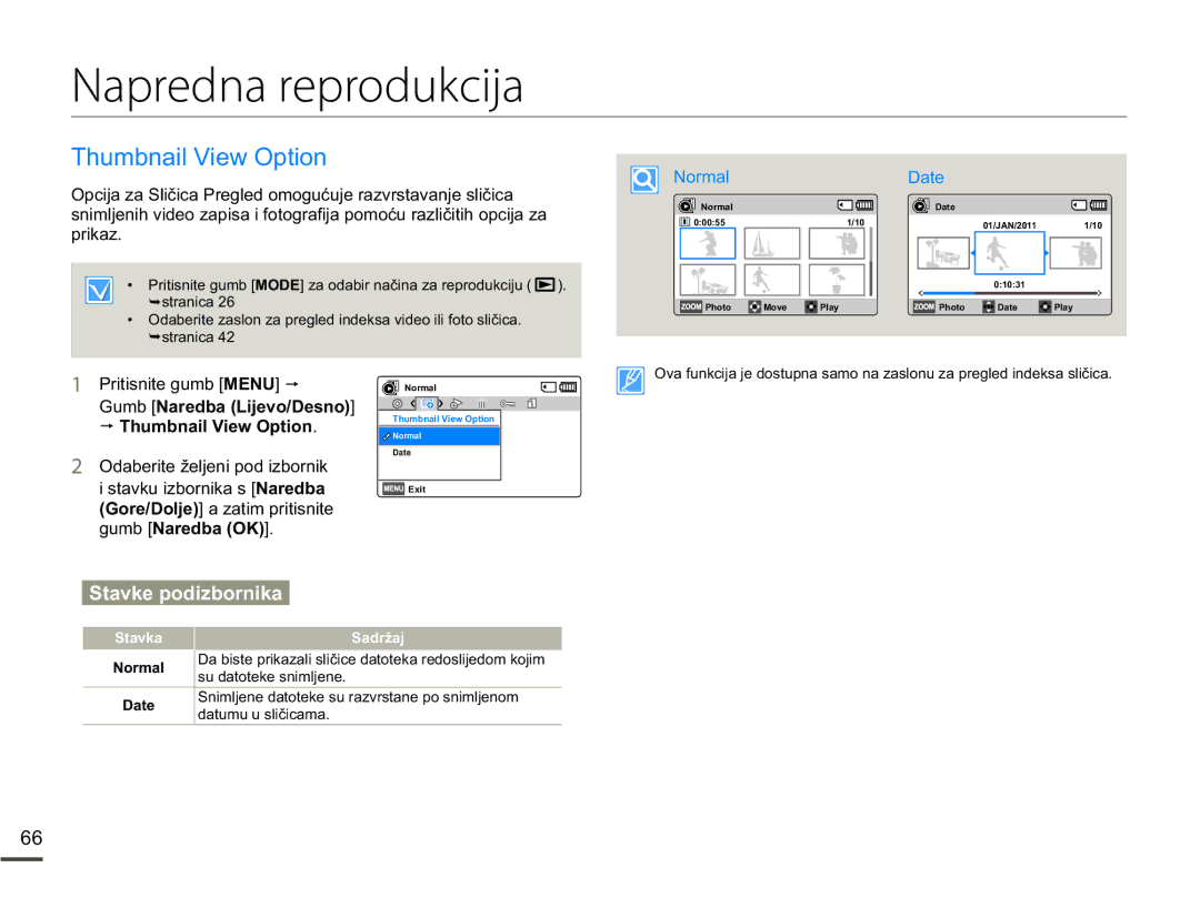 Samsung SMX-F70BP/EDC Napredna reprodukcija, 7KXPEQDLO9LHZ2SWLRQ, *RUHROMH a zatim pritisnite, Su datoteke snimljene 