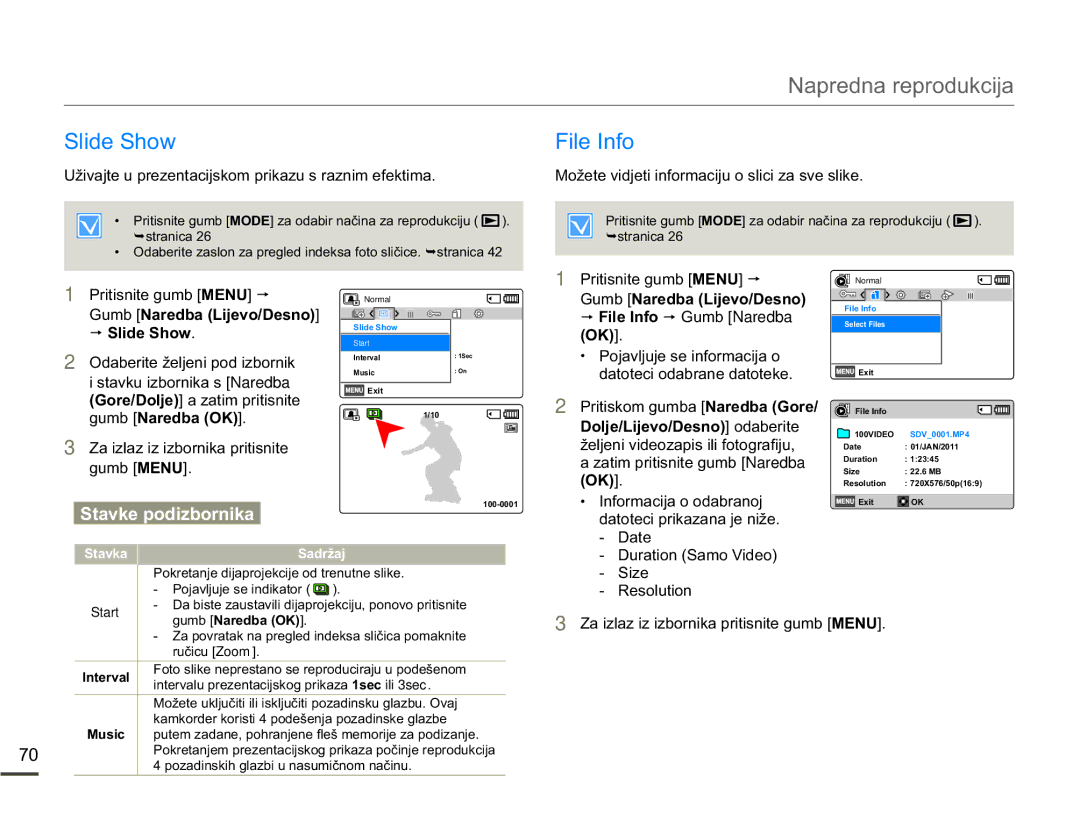 Samsung SMX-F70BP/EDC manual Slide Show, Loh,Qir, Date, Size Resolution 