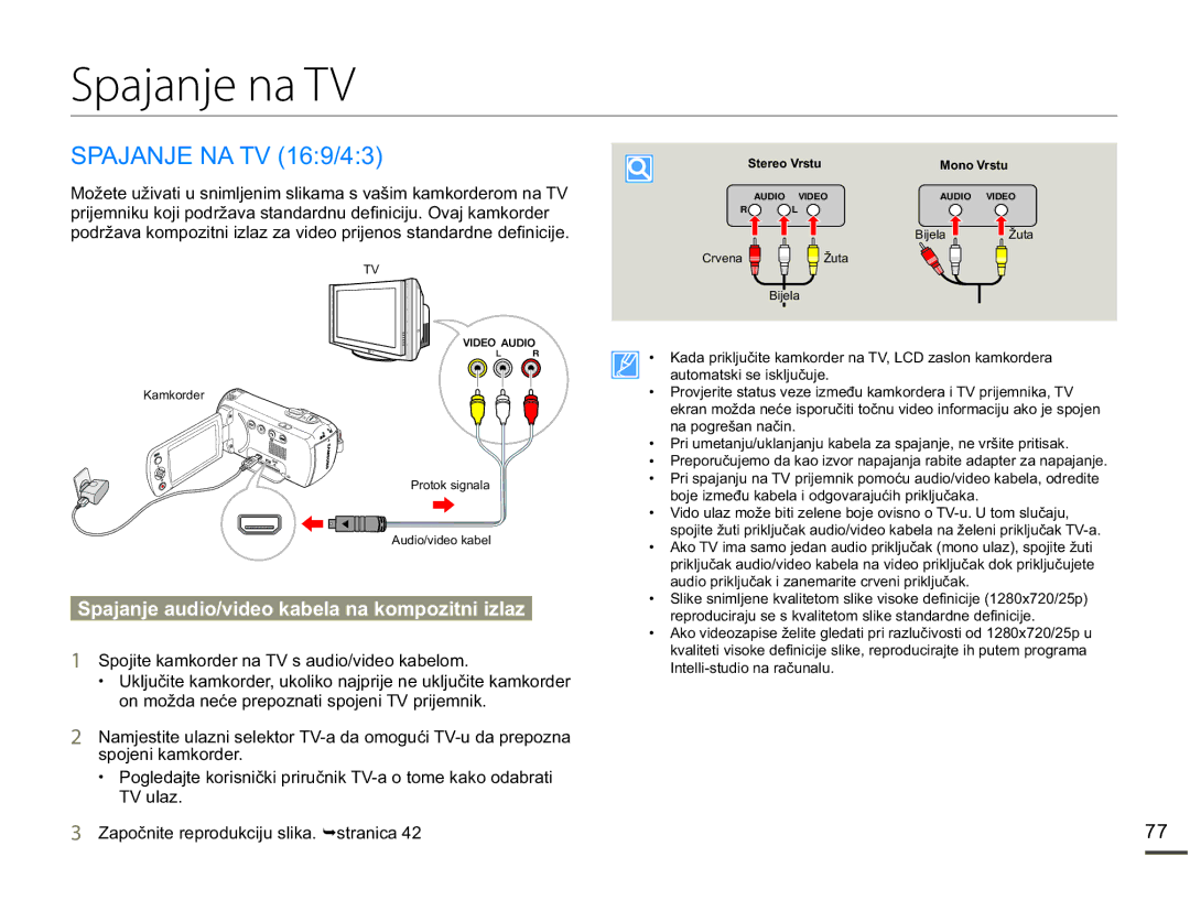 Samsung SMX-F70BP/EDC manual Spajanje na TV, 63$-$1-1$79, RQPRåGDQHüHSUHSRQDWLVSRMHQL79SULMHPQLN 