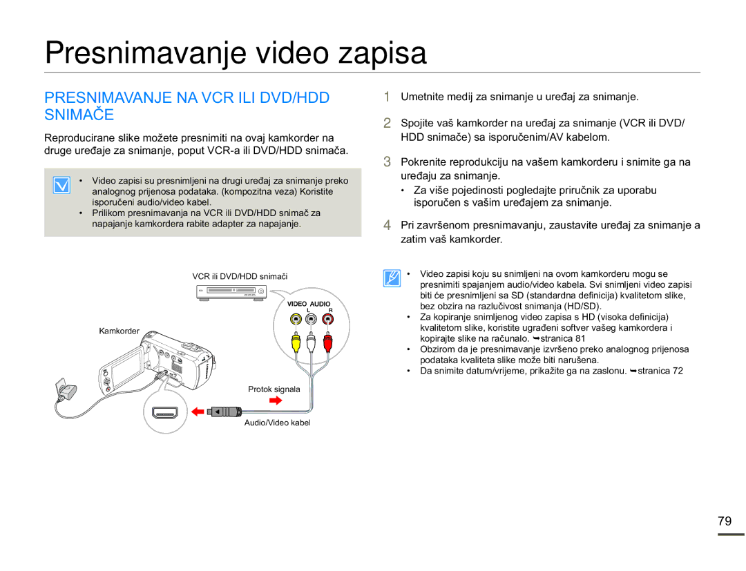 Samsung SMX-F70BP/EDC manual Presnimavanje video zapisa, 3561,0$9$1-1$9&5,/,9+ 61,0$ý 