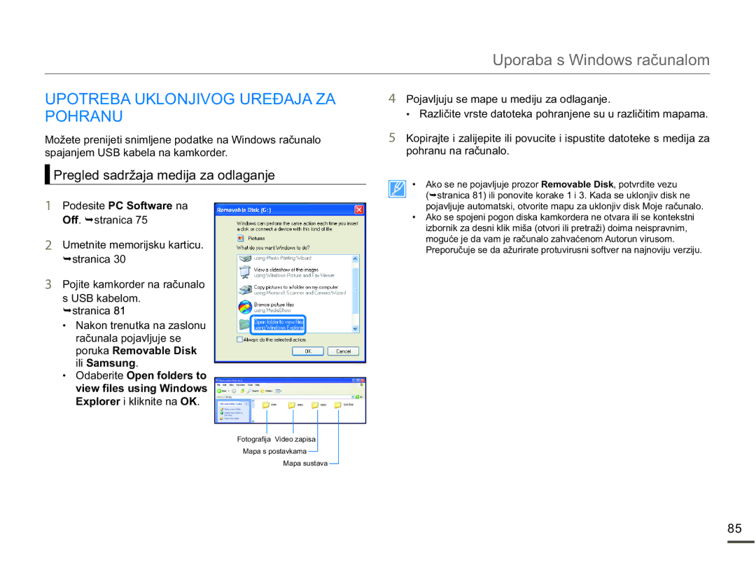 Samsung SMX-F70BP/EDC manual 83275%$8./21-,92*85Ĉ$-$=$, Pohranu, 3UHJOHGVDGUåDMDPHGLMDDRGODJDQMH 