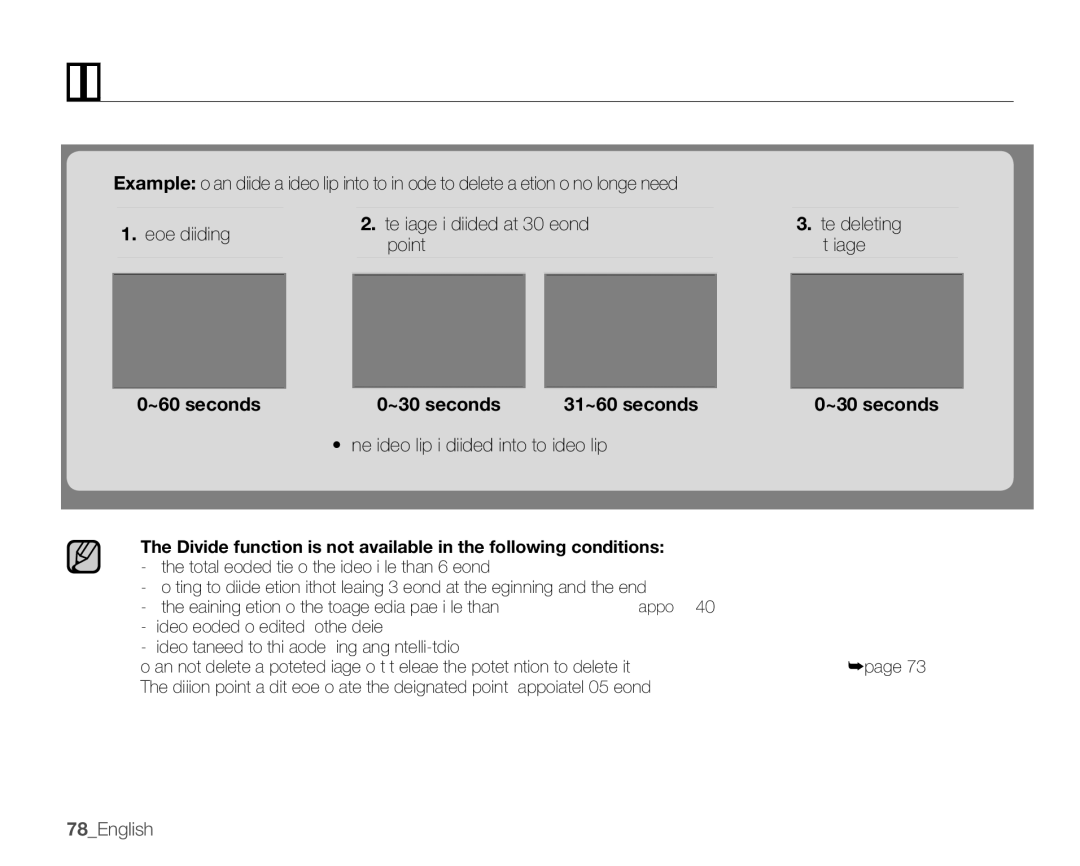 Samsung SMX-K400LN, SMX-K400SN, SMX-K400BN user manual Point Fi rst image, ~60seconds ~30seconds 31~60seconds, 78English 