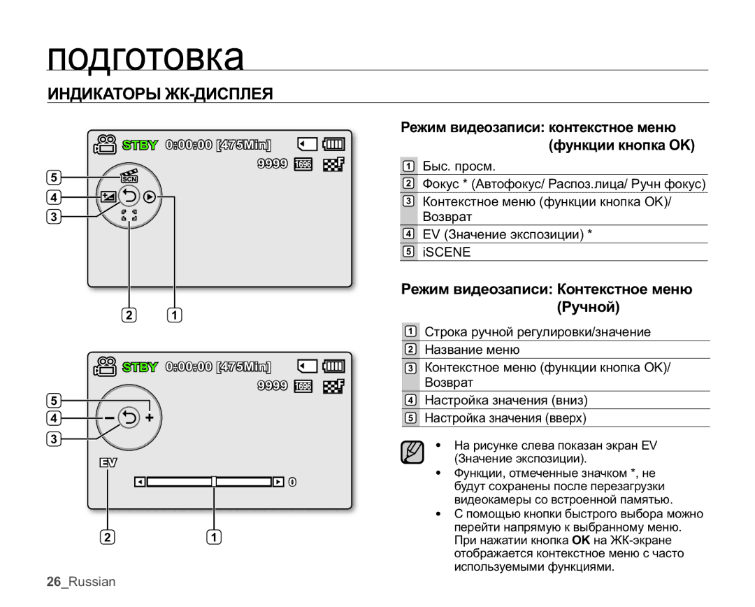 Samsung SMX-K40BP/XEB, SMX-K44BP/XER, SMX-K45BP/XER Ɋɟɠɢɦɜɢɞɟɨɡɚɩɢɫɢɤɨɧɬɟɤɫɬɧɨɟɦɟɧɸ ɮɭɧɤɰɢɢɤɧɨɩɤɚ2.,    