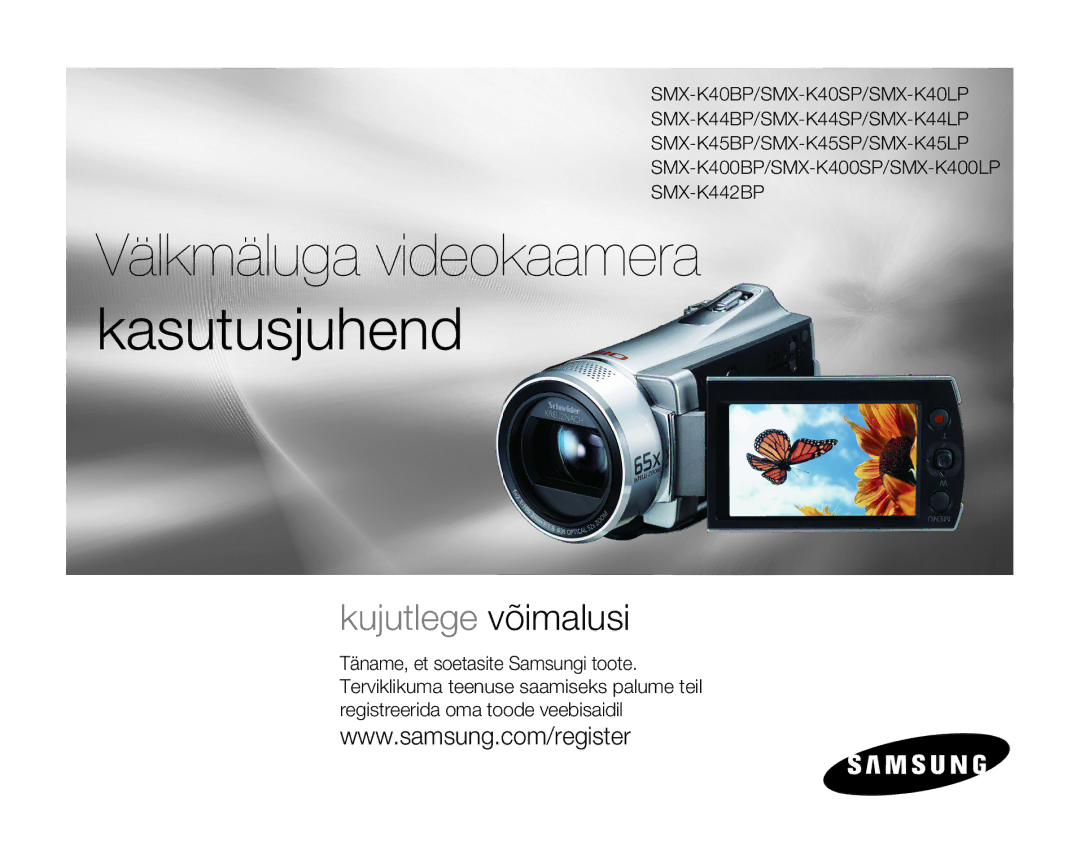 Samsung SMX-K40BP/XEB manual Välkmäluga videokaamera Kasutusjuhend 