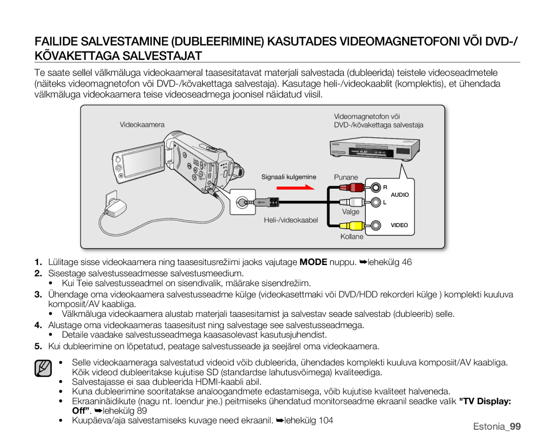 Samsung SMX-K40BP/XEB manual Videokaamera 