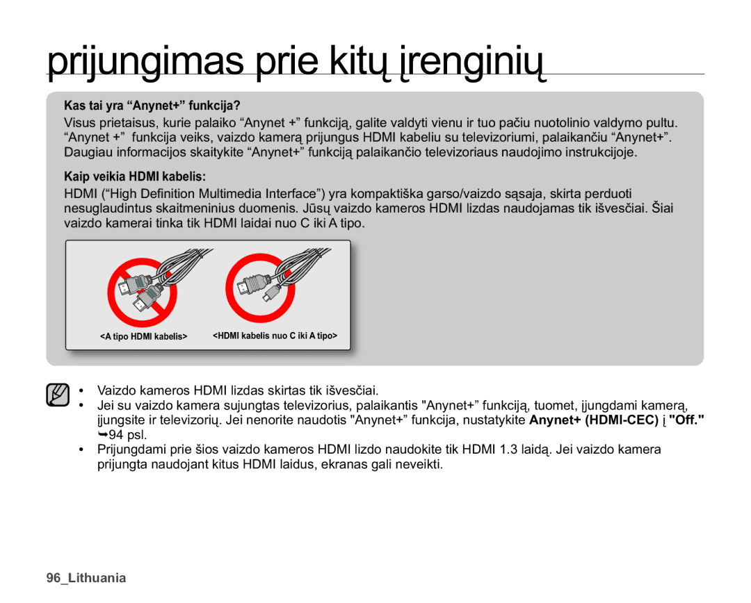 Samsung SMX-K40BP/XEB manual DVWDL\UD³$Q\QHW´IXQNFLMD DLSYHLNLD+0,NDEHOLV 