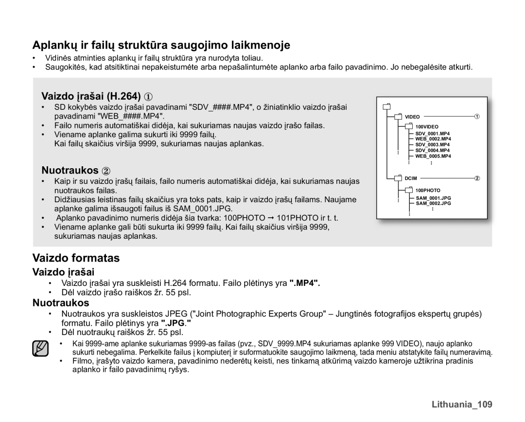 Samsung SMX-K40BP/XEB manual $SODQNǐLUIDLOǐVWUXNWǌUDVDXJRMLPRODLNPHQRMH, Vaizdo formatas 