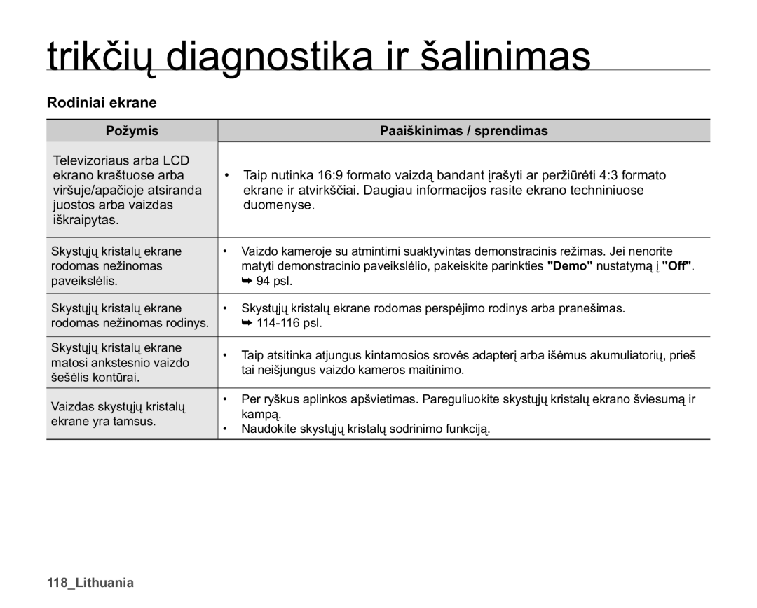 Samsung SMX-K40BP/XEB manual Rodiniai ekrane, Gxrphq\Vh, LãNUDLS\WDV, B/Lwkxdqld, Hnudqh\UdWdpvxv 