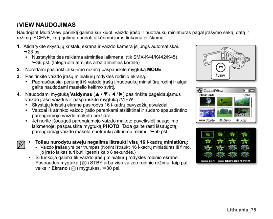 Samsung SMX-K40BP/XEB manual View Naudojimas, SDUHQJLDPRMRYDLGRPDNHWRSHUåLǌUą, Lwkxdqldb 