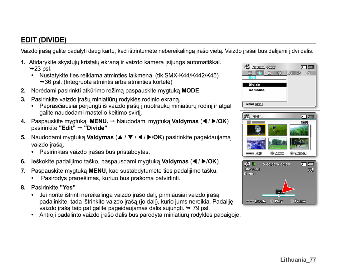 Samsung SMX-K40BP/XEB ,9,, 3DVLULQNLWHYDLGRƳUDãǐPLQLDWLǌUǐURG\NOơVURGLQLRHNUDQą,  3DVLULQNLWH Yes, Lwkxdqldb 