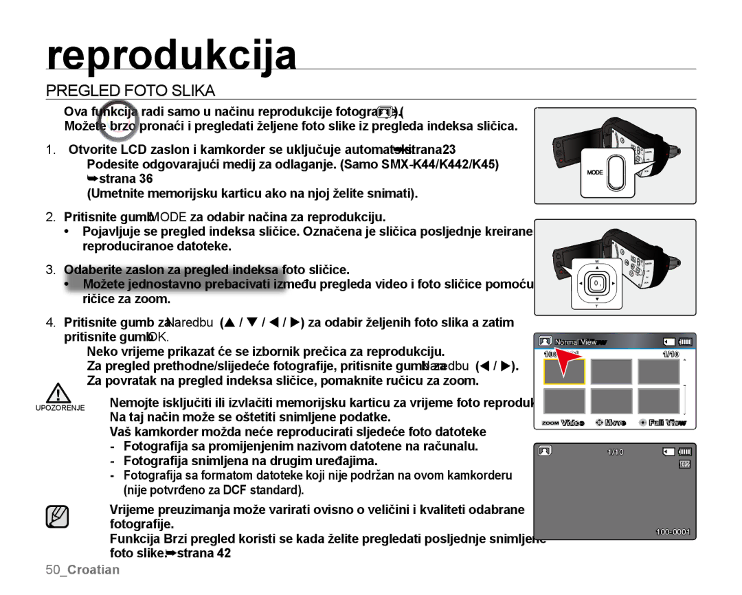 Samsung SMX-K40SP/EDC, SMX-K40BP/EDC, SMX-K44LP/EDC manual Pregled Foto Slika, Video Move Full View 