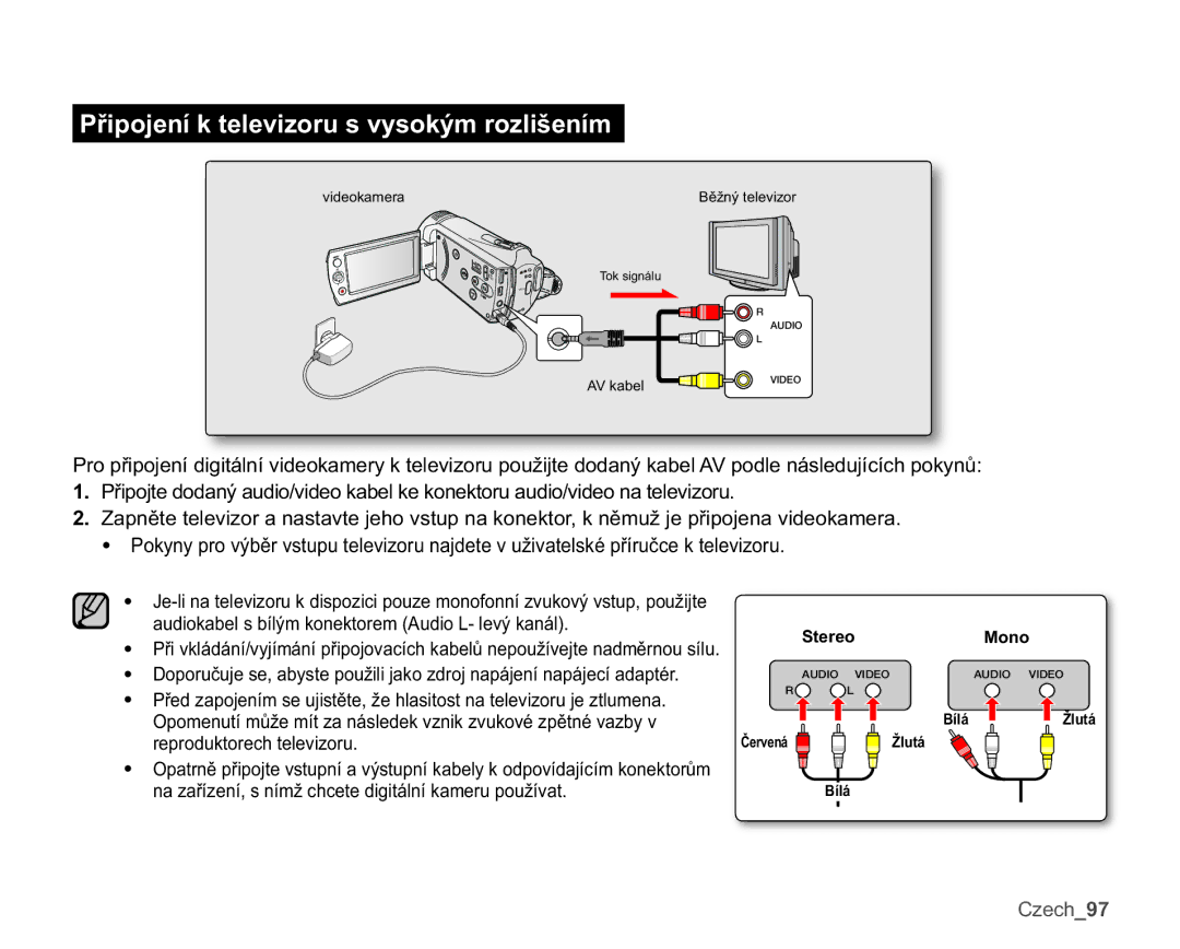 Samsung SMX-K44LP/EDC manual Reproduktorech televizoru, Stereo, QDDĜtHQtVQtPåFKFHWHGLJLWiOQtNDPHUXSRXåtYDW 