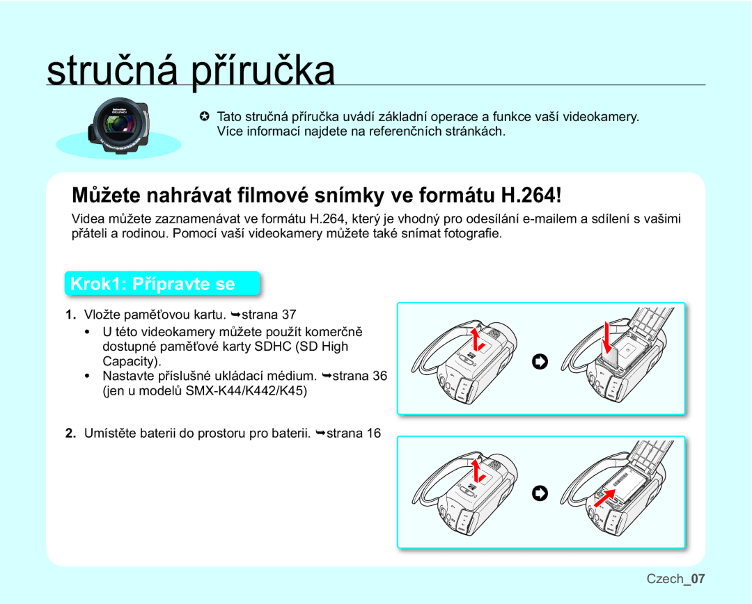 Samsung SMX-K44LP/EDC, SMX-K40SP/EDC, SMX-K40LP/EDC, SMX-K44BP/EDC VWUXþQiSĜtUXþND,  9ORåWHSDPČĢRYRXNDUWX¬VWUDQD 