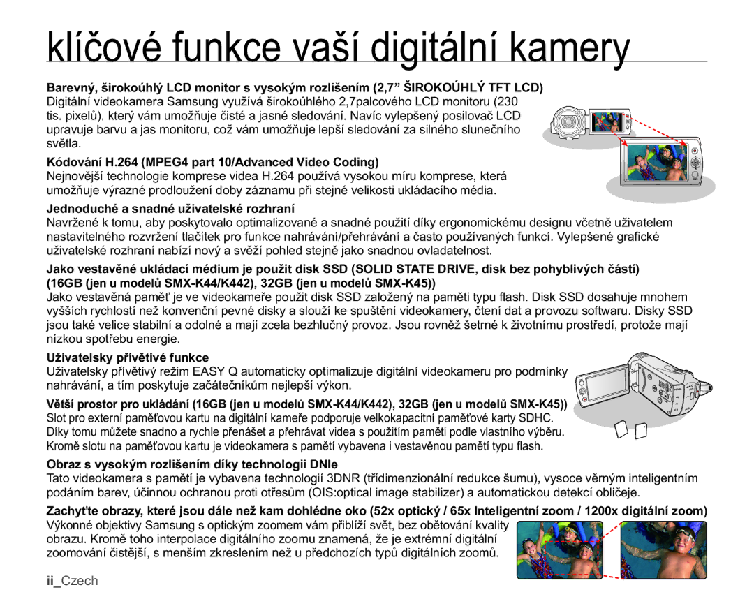 Samsung SMX-K44BP/EDC, SMX-K40SP/EDC manual UåLYDWHOVN\SĜtYČWLYpIXQNFH, 2EUDVY\VRNêPUROLãHQtPGtN\WHFKQRORJLL1,H 