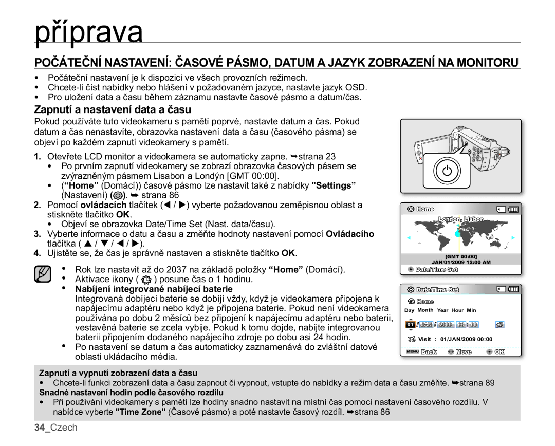 Samsung SMX-K44BP/EDC, SMX-K40SP/EDC, SMX-K40LP/EDC =DSQXWtDQDVWDYHQtGDWDDþDVX, 1DEtMHQtLQWHJURYDQpQDEtMHFtEDWHULH 