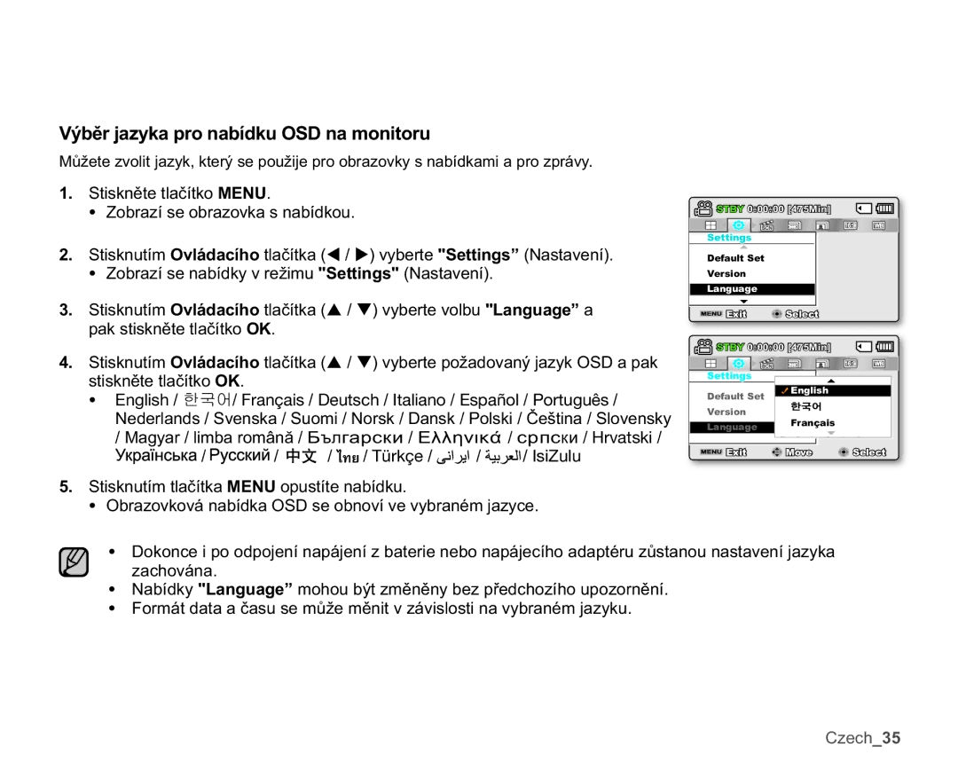 Samsung SMX-K40BP/EDC 9êEČUMD\NDSURQDEtGNX26QDPRQLWRUX,  6WLVNQČWHWODþtWNR018 =REUDtVHREUDRYNDVQDEtGNRX 