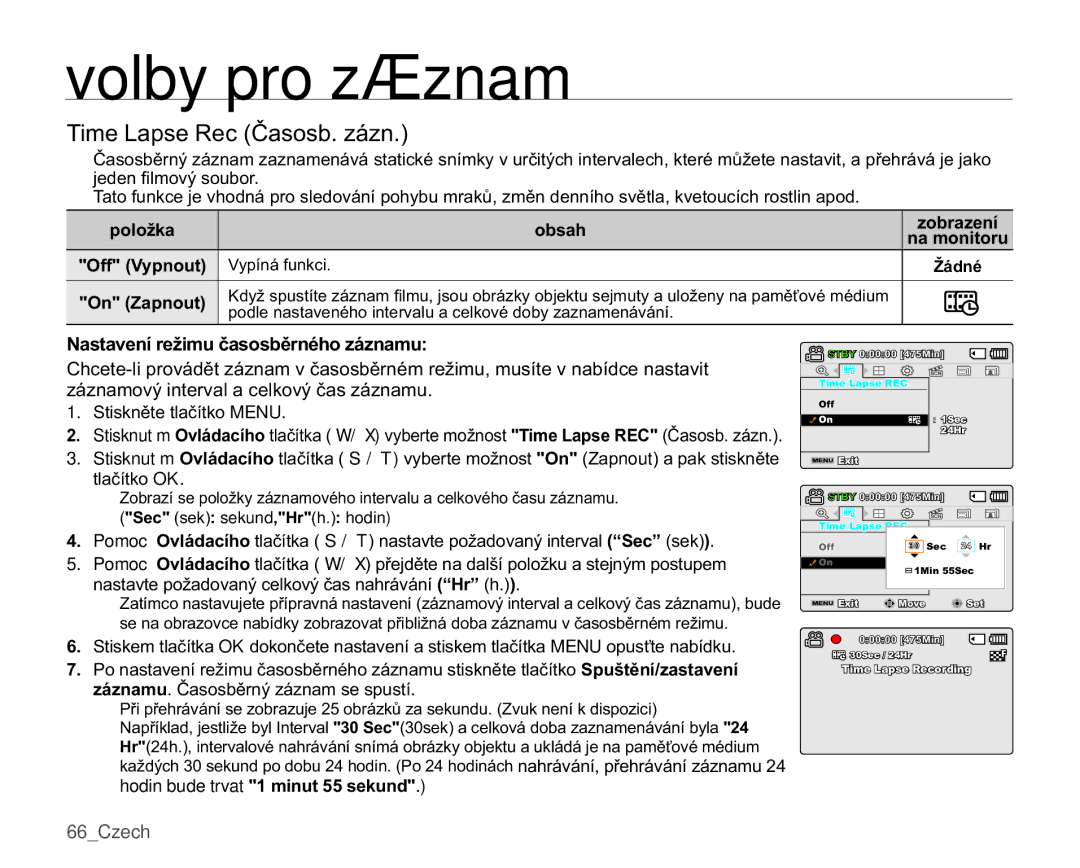 Samsung SMX-K44SP/EDC, SMX-K40SP/EDC, SMX-K40LP/EDC manual 7LPH/DSVH5HFýDVRVEiQ, 1DVWDYHQtUHåLPXþDVRVEČUQpKRiQDPX 