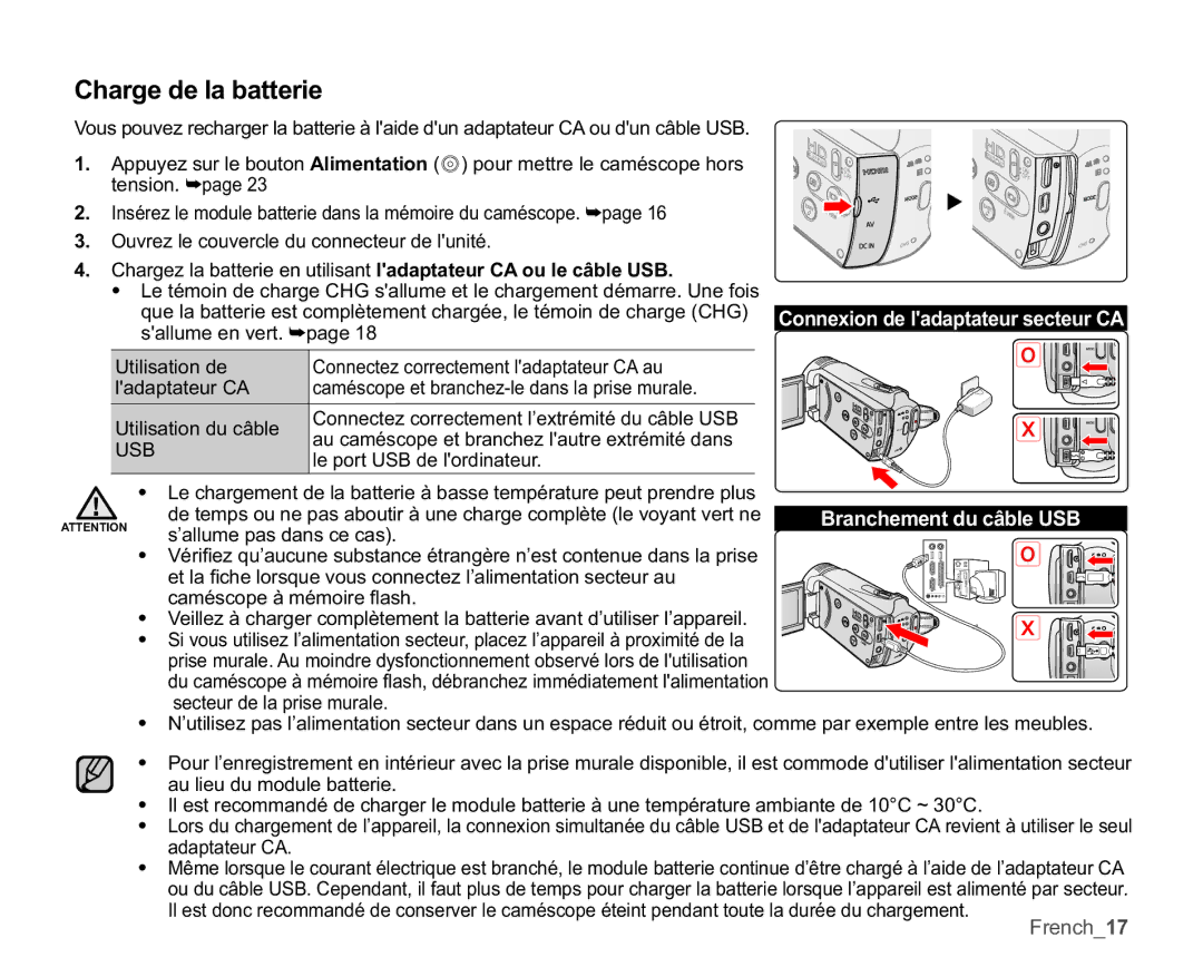 Samsung SMX-K400BP/EDC, SMX-K40SP/EDC manual Charge de la batterie, Caméscope et branchez-le dans la prise murale, 86% 