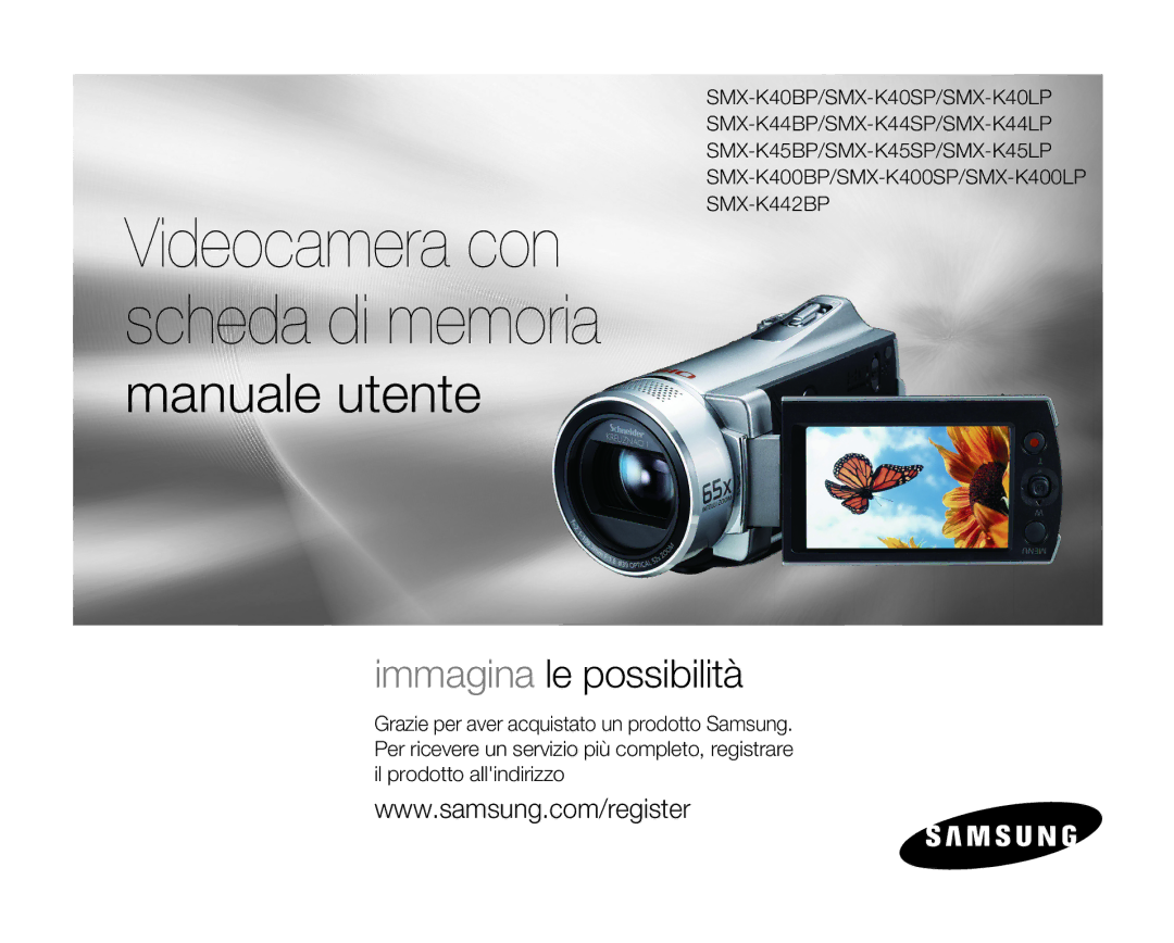 Samsung SMX-K45BP/EDC, SMX-K40SP/EDC, SMX-K40LP/EDC, SMX-K44BP/EDC, SMX-K40BP/EDC manual Videocamera con scheda di memoria 