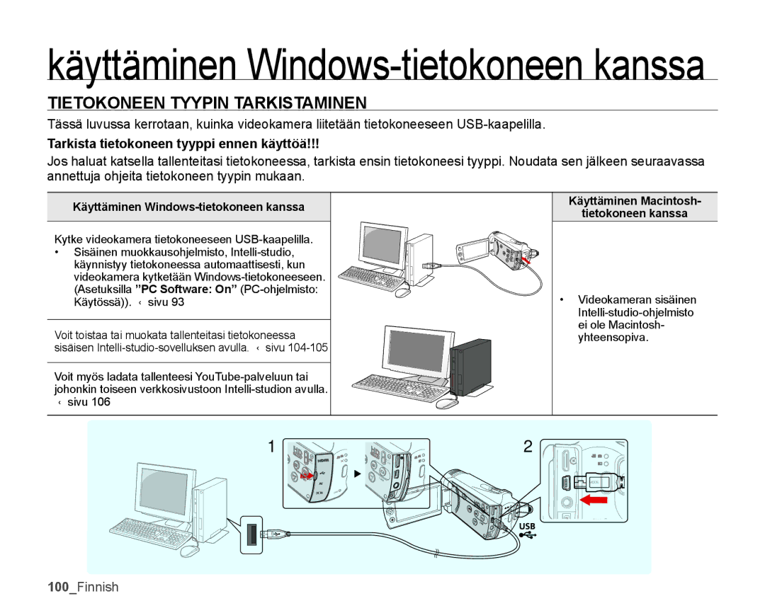 Samsung SMX-K40BP/EDC, SMX-K45BP/EDC manual Tietokoneen Tyypin Tarkistaminen, Tarkista tietokoneen tyyppi ennen käyttöä 