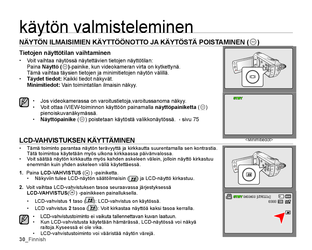 Samsung SMX-K45BP/EDC, SMX-K40LP/EDC Näytön Ilmaisimien Käyttöönotto JA Käytöstä Poistaminen, LCD-VAHVISTUKSEN Käyttäminen 