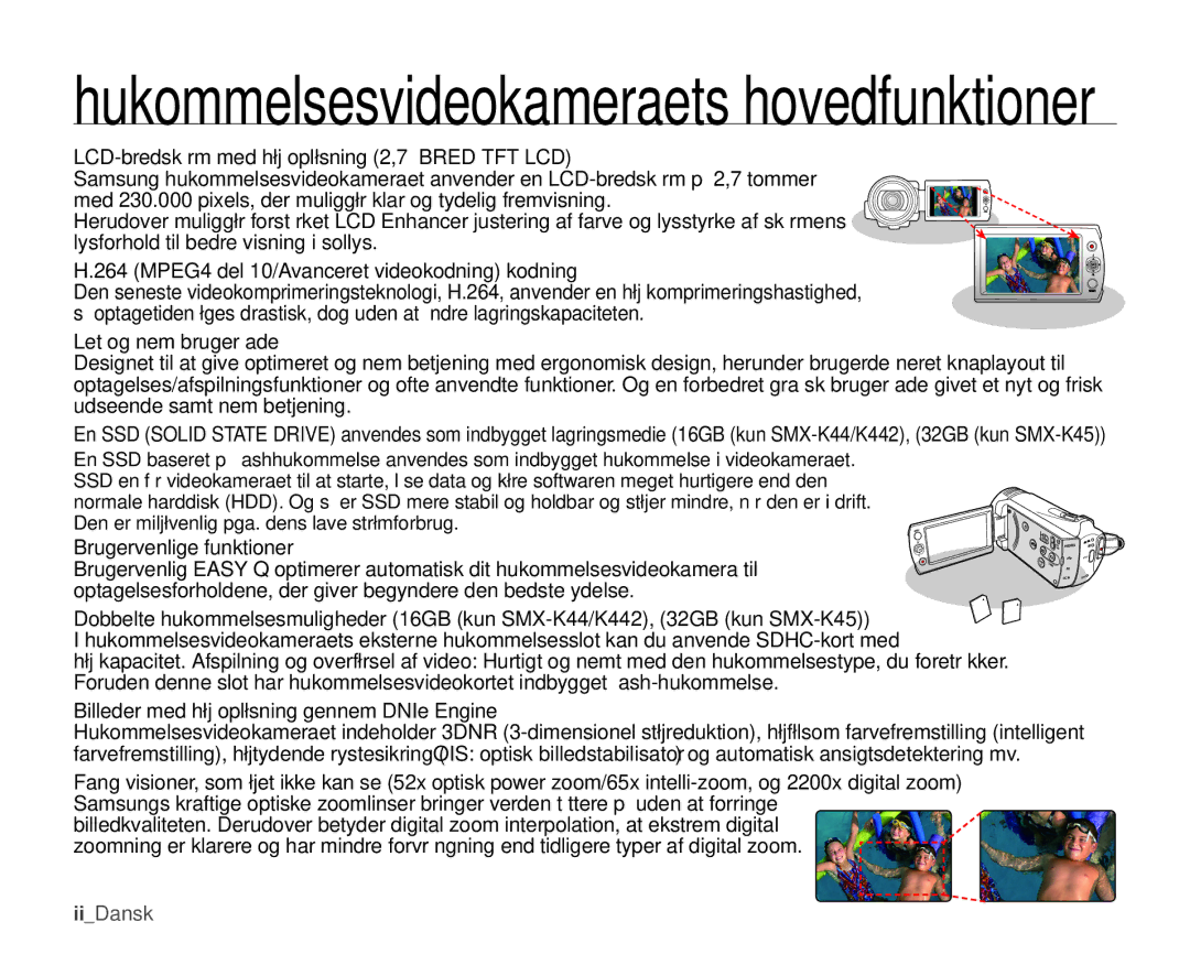 Samsung SMX-K40BP/EDC, SMX-K45BP/EDC, SMX-K40LP/EDC Brugervenlige funktioner, Billeder med høj opløsning gennem DNIe Engine 