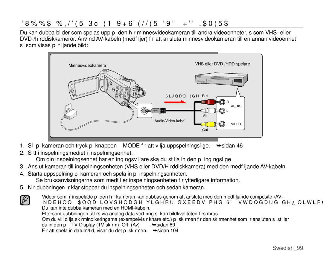Samsung SMX-K40LP/EDC, SMX-K45BP/EDC, SMX-K40BP/EDC, SMX-K45LP/EDC manual Dubba Bilder PÅ EN VHS Eller DVD-/HDD-KAMERA 